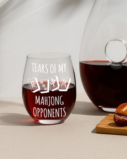 Funny Mahjong Gifts for Women,Mom,Friends,Wife, Tears Of My Mahjong Opponents Stemless Wine Glass,Mahjongs Players Accessories,Gag Gifts for Mahjongs Players Birthday Christmas -119