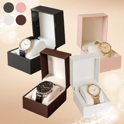 Prestige & Fancy Premium Brown Watch Gift Box with Pillow Single Watch Case Storage Box PU Wristwatch Display Case Organizer for Men and Women for Christmas, Birthdays, Anniversary