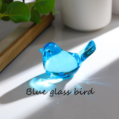 Arikyrist Handmade Glass Blue Bird Gifts for Bird Lovers Women Men, Art Glass Birds Collectible Figurines for Desk Table Home Office Decoration