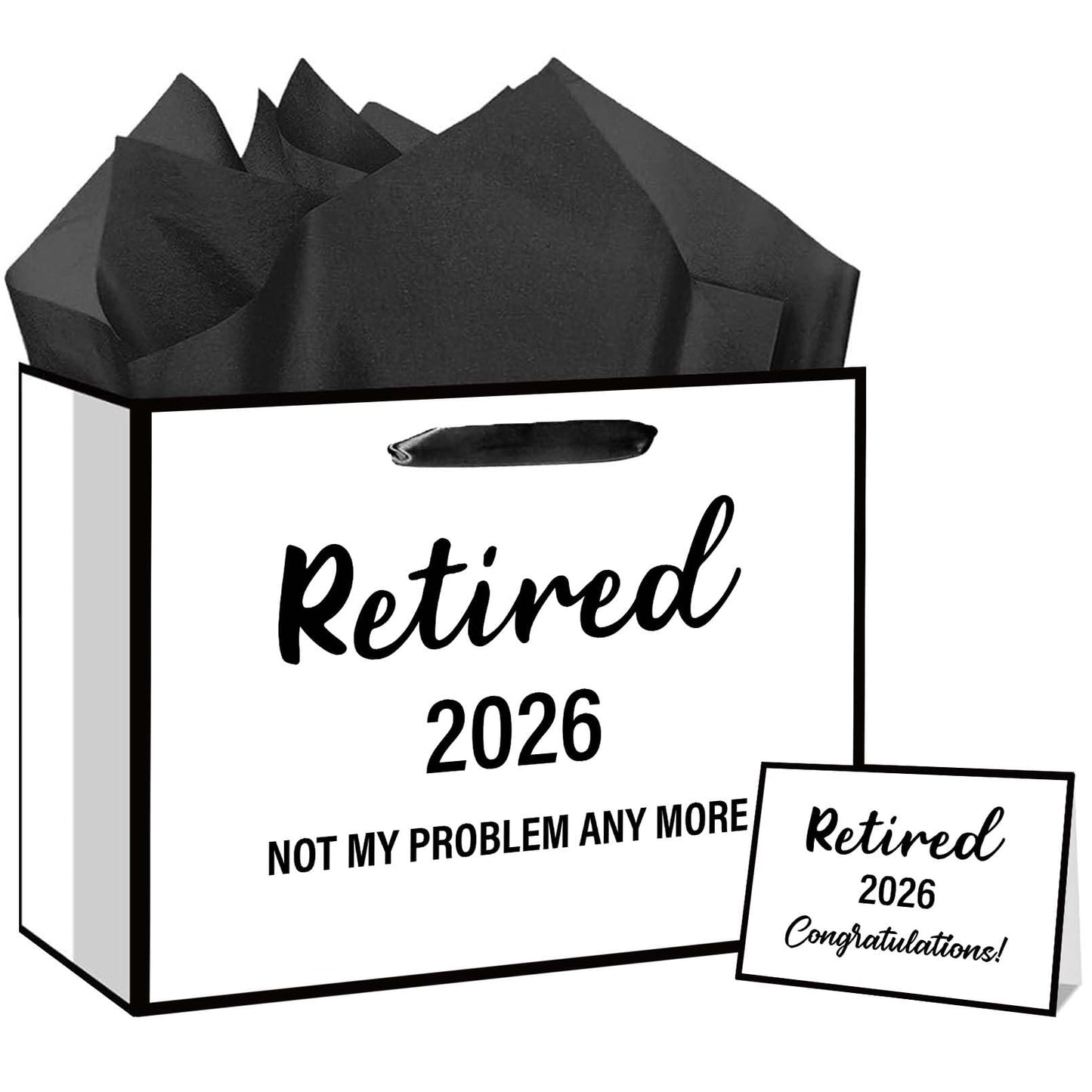 RTMISA 2026 Retirement Gift Bag with Tissue Paper and Greeting Card 2026 Retired Gifts Wrapping Bag for Women Men Coworker Teacher, Retirement Party Decorations Supplies