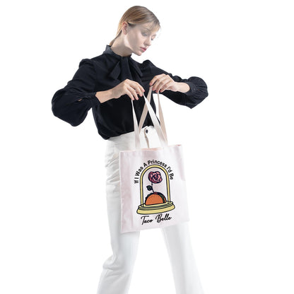ZJXHPO Taco Belle Tote Bag If I Was A Princess I'd Be Taco Belle Reusable Grocery Shopping Bag Taco Lover Gift