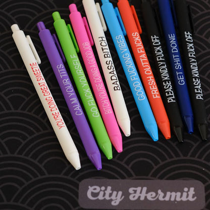 Cityhermit 11Pcs Funny Adult Ballpoint Pen Set, Premium Days of The Week Swear Cuss Word Pens for Office Gifts, Novelty Pens for Corworkers