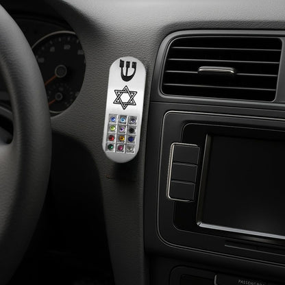 Protection CAR MEZUZAH with Travelers Prayer Scroll Jewish Star of David & Hoshen Mezuza from Israel Jerusalem Art Judaica Gift
