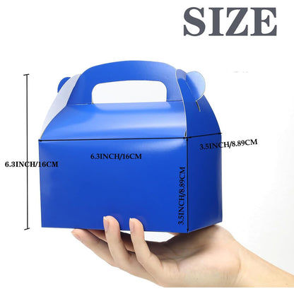 30-Pack Dark Blue Party Favor Treat Boxes Pack, Goodie Boxes, Paper Gable Gift Boxes with Handles. Perfect for Prince Party and Baby Shower Decoration Supplies