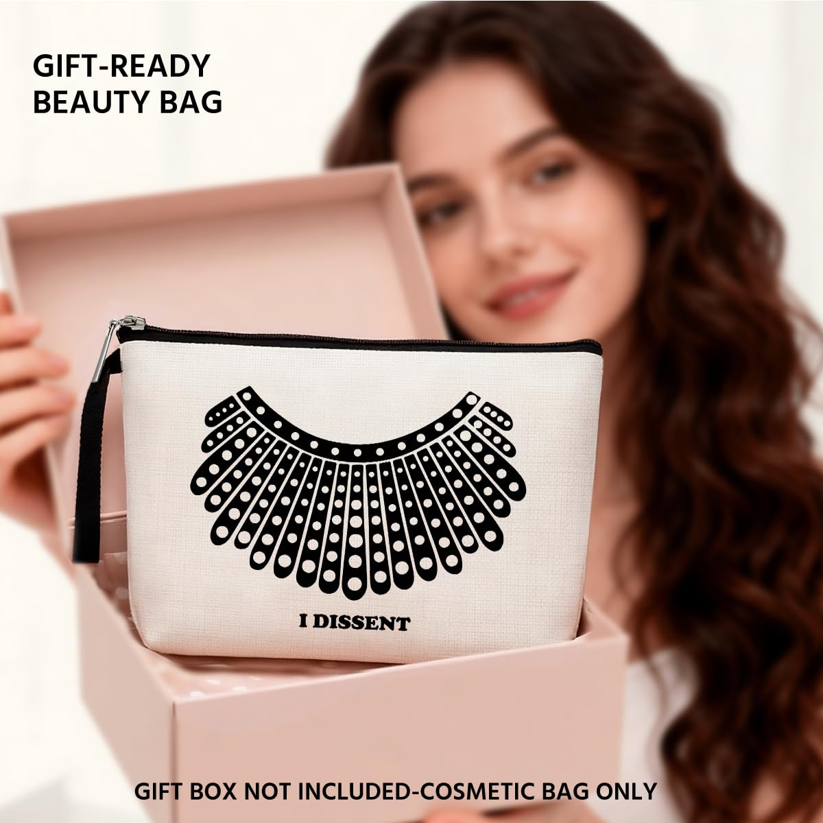 Hanamiya Na Feminist Gifts Women RBG Dissent Makeup Bag -Ruth Bader Ginsburg, Toiletry Bag Gift Ideas for Her Girls Women Daughter Aunt Friends