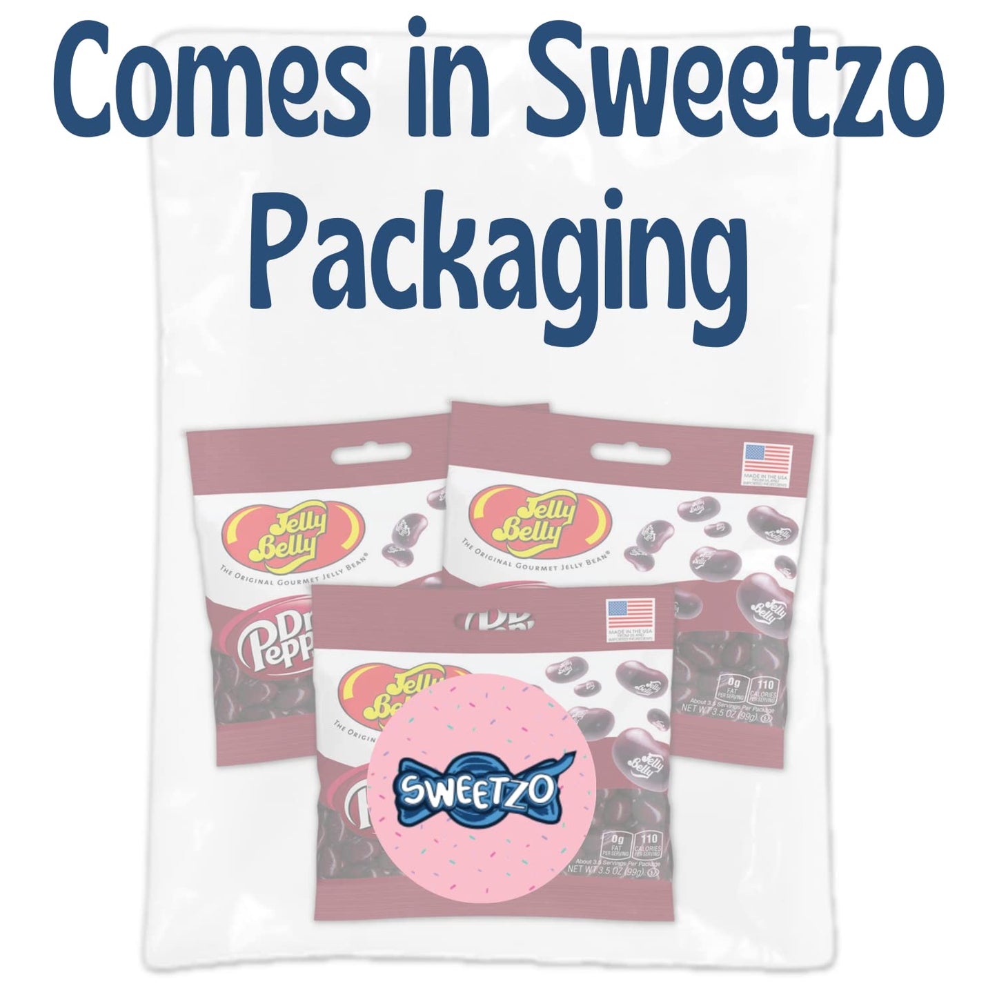Sweetzo - Dr. Pepper Jelly Beans, Soda Flavored Chewy Candies, Bulk Individually Bagged Shareable Candies, Pack of 3, 3.5 Ounces