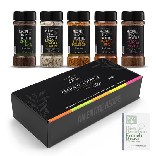 Spice Box Gift Set 5x 3oz Bottles | Premium Blends With Recipe Cards | Best Gift for Foodies | Recipe in a Bottle | Miniature Cooking Adventure in a Box | Simply Gourmet by Rivky Kleiman (Packaging may Vary)