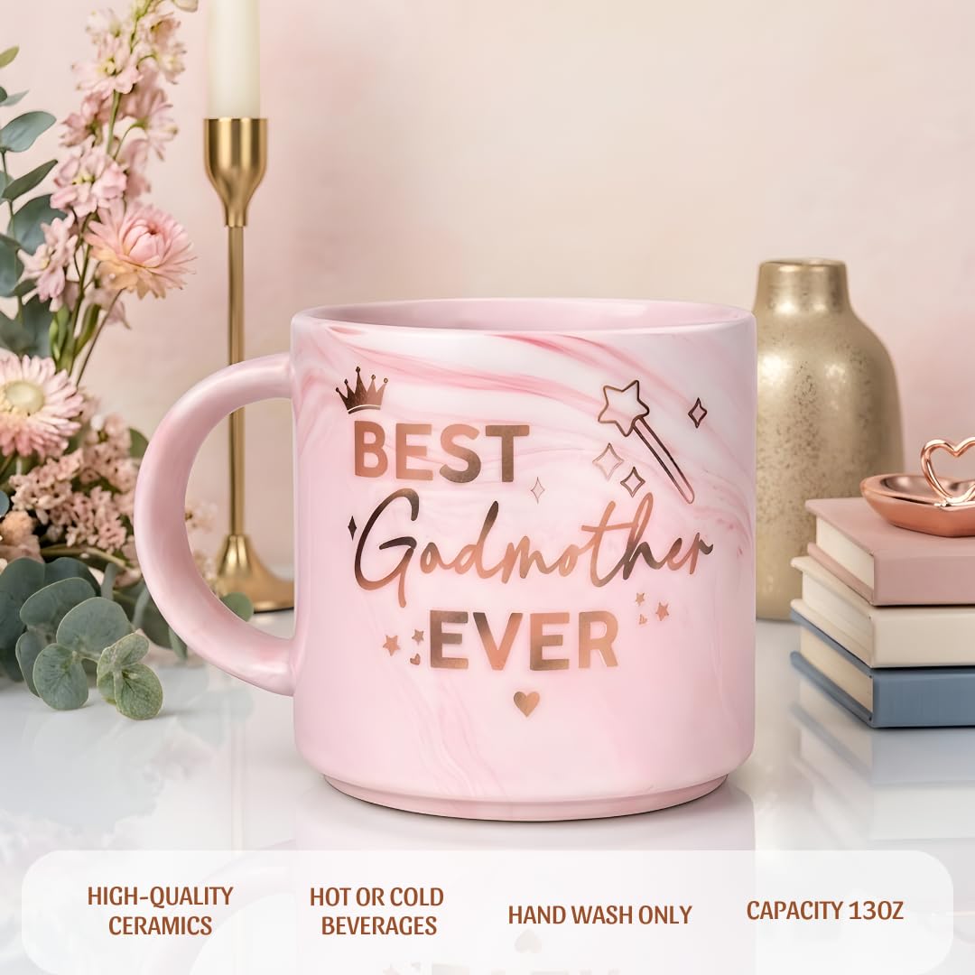 Godmother Mothers Day Gifts, Thoughtful Mothers Day Gifts for Godmother, Godmom Marble Mug 13oz, Ceramic Godmothers Gift for Godmothers Gift Proposal, Birthday, Christmas and Pregnancy Announcement