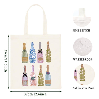 WCGXKO Funny Champagne Lover Gift Home Bar Merch Themed Flour Sack Tote Shopping Bag (Moet)