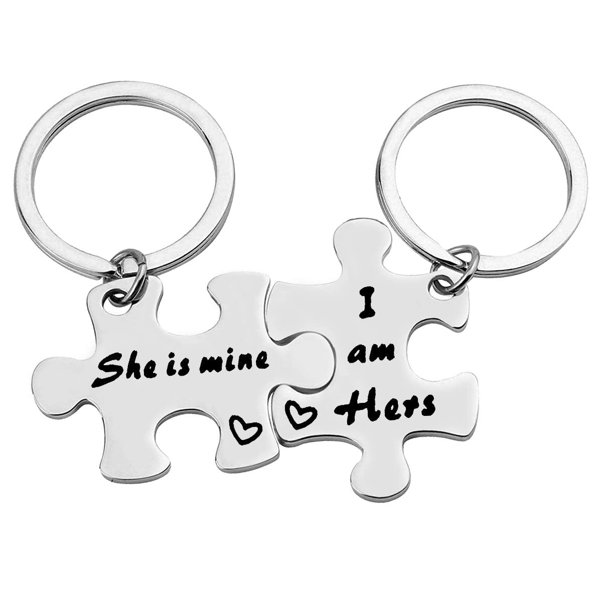Baipilu Lesbian Couples Keychain Set - I am Hers, She is Mine Keychain for LGBT Women, Stainless Steel Keychain Gift for Girlfriend, Valentine's Day, Anniversary, Birthday, Wedding