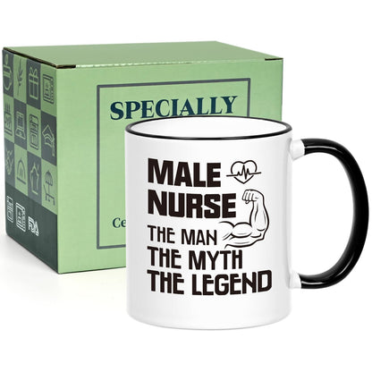 YHRJWN Male Nurse Gifts, The Man The Myth The Legend Mug, Nurse Gifts for Men, Graduation Birthday Nurses Appreciation Gift for Male Nurses, Colleague, Friends, 11 Oz Coffee Mug