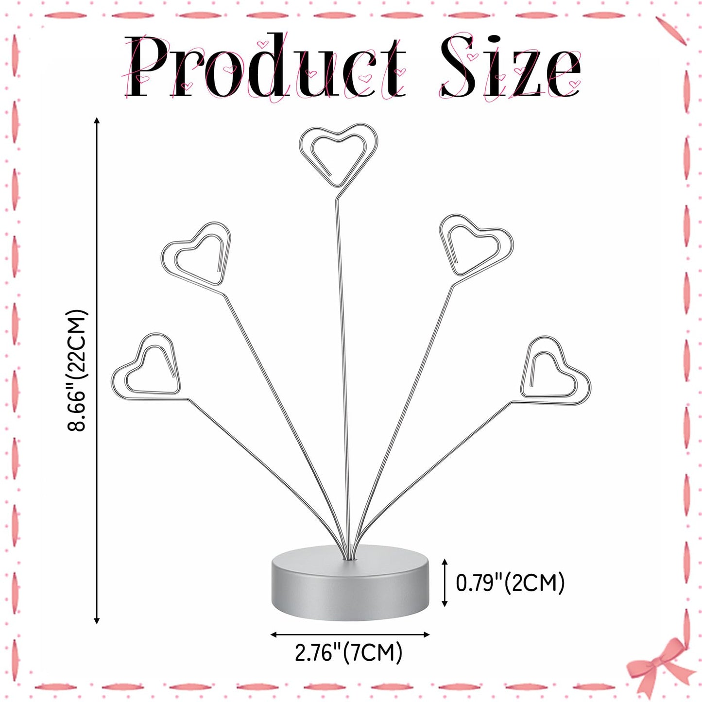 Heart-Shaped Picture Holder Tree, Rund Base Photo Holders for Tables, Gift Card Tree, for Wedding/Party Photo Display, Table Decoration, Shooting Background