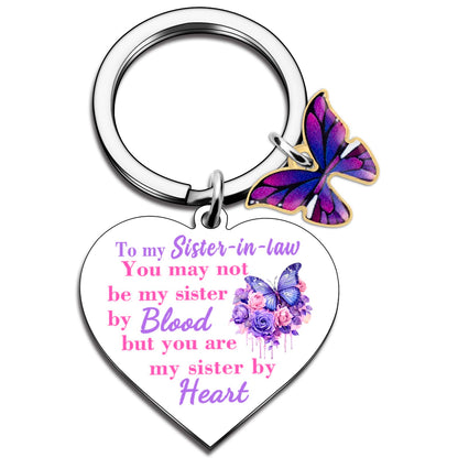 Sister In Law Gifts Mothers Day Wedding Gift Butterfly Purple Gifts For Women Keychain Sister In Law Birthday Gift Mothers Day Christmas