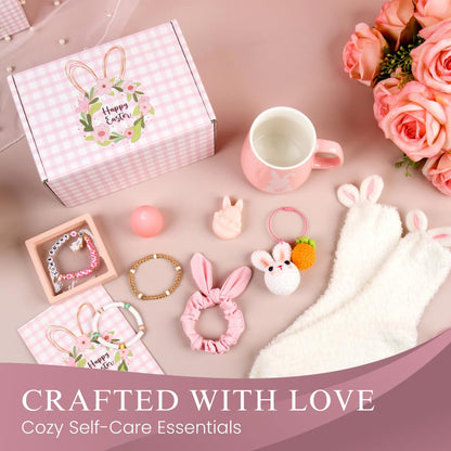 Teen Easter Basket Stuffers for Teen Girls & Women 11 pieces – Bunny Gift Set with Easter Tumbler, Coffee Mug & Bracelet, Cute Spring Gifts