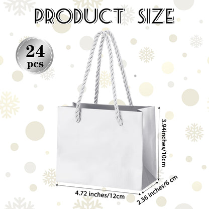 Fainne 24 Pcs Silver Mini Gift Bags with Handle Gift Card Bags Bulk Extra Small Paper Party Favor Boxes Tiny for Mother's Day Wedding Baby Shower Birthday Wrapping Supplies, 4.7 x 3.9 x 2.3 Inch