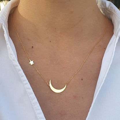 ASCOMY Dainty Gold Pendant Necklace 14k Gold Plated Delicate Tiny Love Heart Star CZ Leaf Pendant Necklace Simple Necklaces Everyday Jewelry for Women