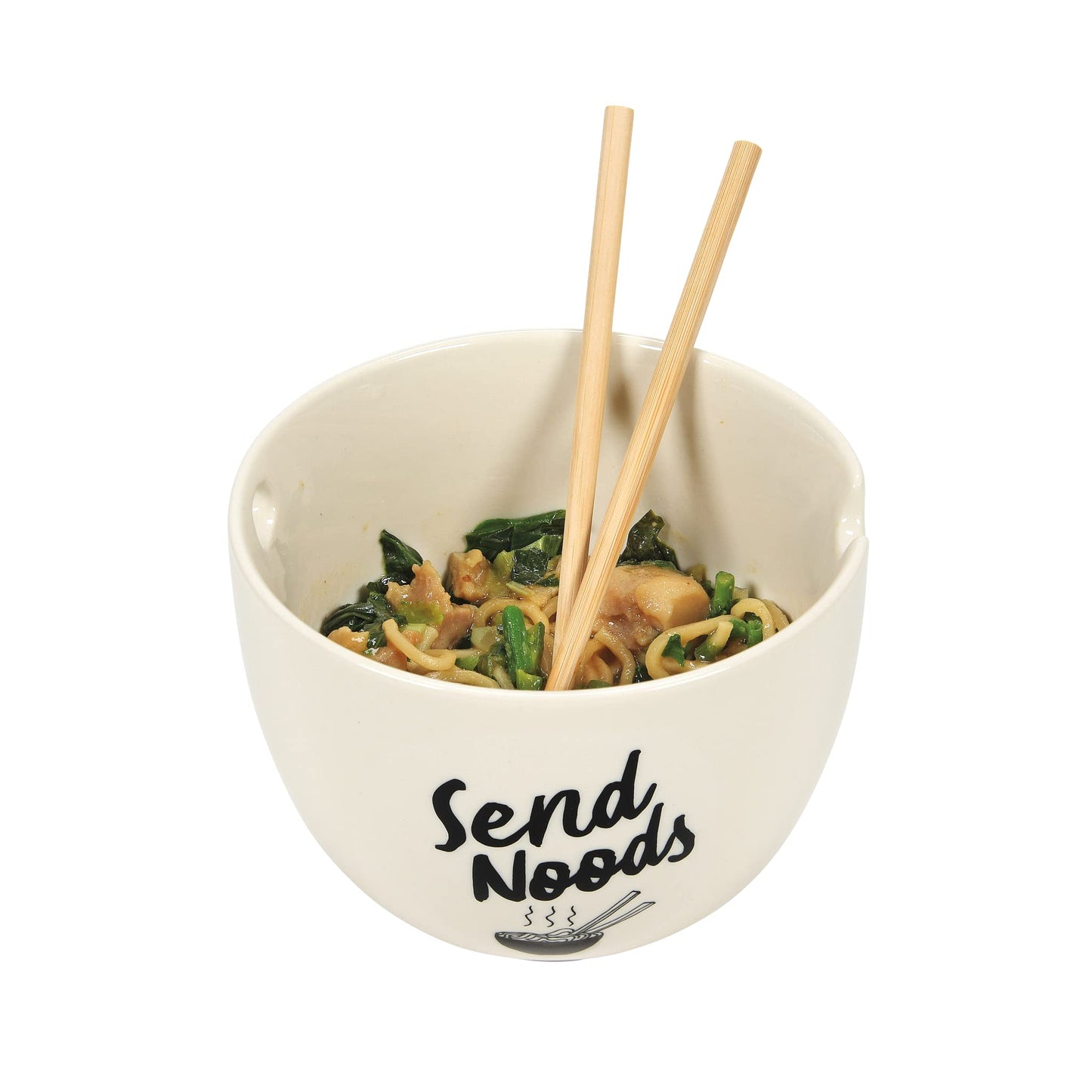Enesco Our Name is Mud Send Noodles Soup Ramen Bowl and Chopsticks, 3.875 Inch, White