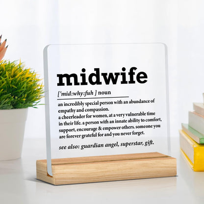 Midwife Gift for Women, Midwife Appreciation Thank You Gift, Midwife Gifts Ideas, Midwife Definition Acrylic Desk Sign Decor