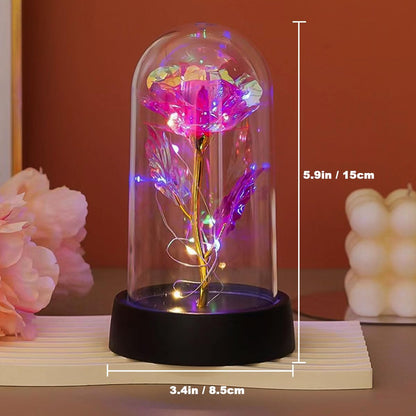 BAOXUE Rose Flower Gifts for Mother's Day Ideas, Mothers Day Flowers Gifts for Mom Wife from Daughter Son Husband,Light Up Rose in Glass Dome, Galaxy Forever Rose Eternas Birthday Gifts for Women