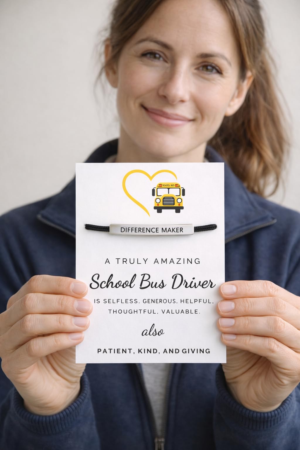 VIY Personal Card School Bus driver appreciation gifts, Best bus driver gifts, Difference maker bracelet for women, Difference maker gift, End of school year gift for coworkers