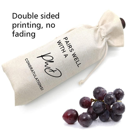 Graduation Wine Bag for Doctorate Degree, PhD, and Doctor, PhD Party Favors, Graduation Party Supplies- Burlap Reusable Gift