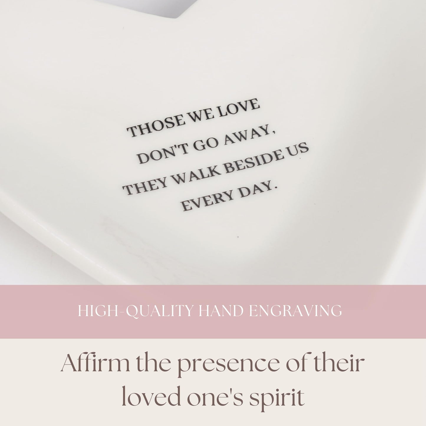 Memorial Dish - Heart-Shaped Ceramic Bowl for Loss of Loved Ones - Modern Style with Floral Pattern - Bereavement Gift for Funeral or Memorial Occasion