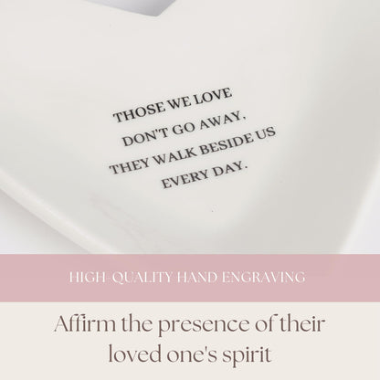 Memorial Dish - Heart-Shaped Ceramic Bowl for Loss of Loved Ones - Modern Style with Floral Pattern - Bereavement Gift for Funeral or Memorial Occasion