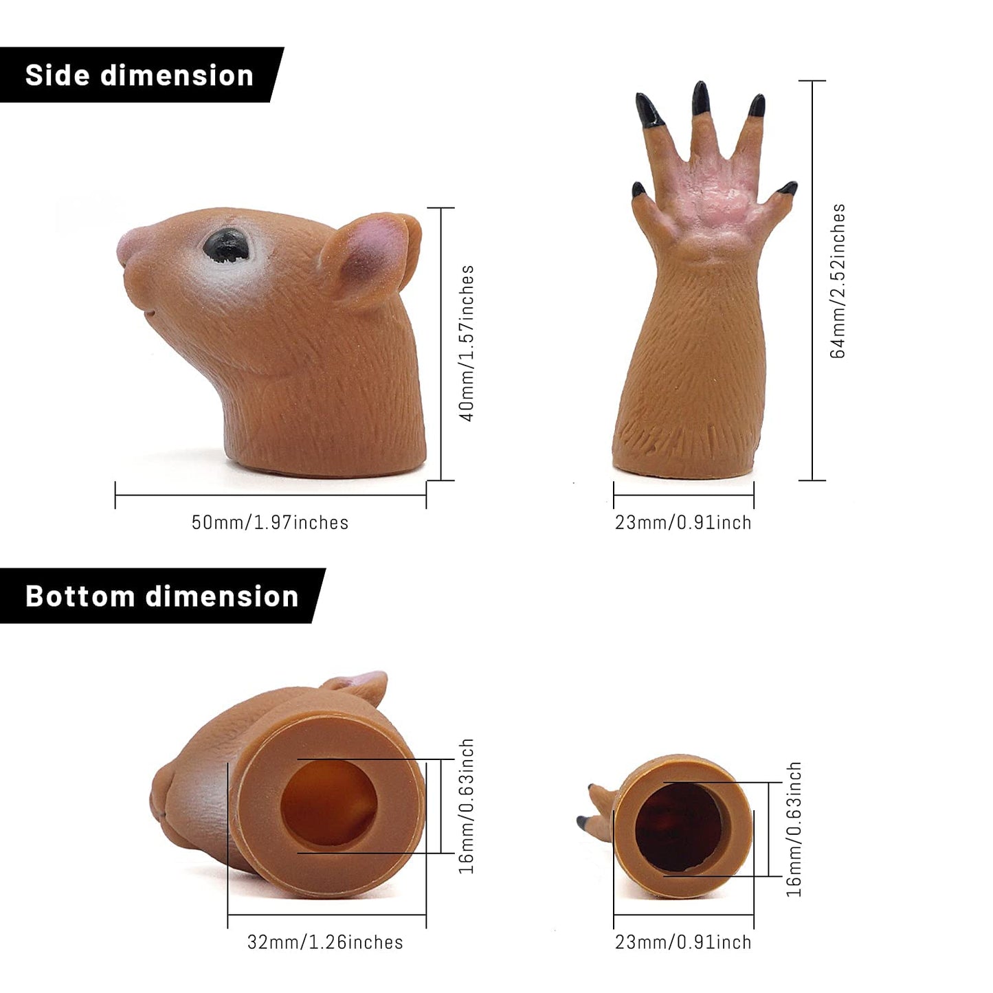 Squirrel Finger Puppet Tiny Hands Theater Prop, Funny Gag Gift for White Elephant, Easter Basket Swap, Adults and Kids