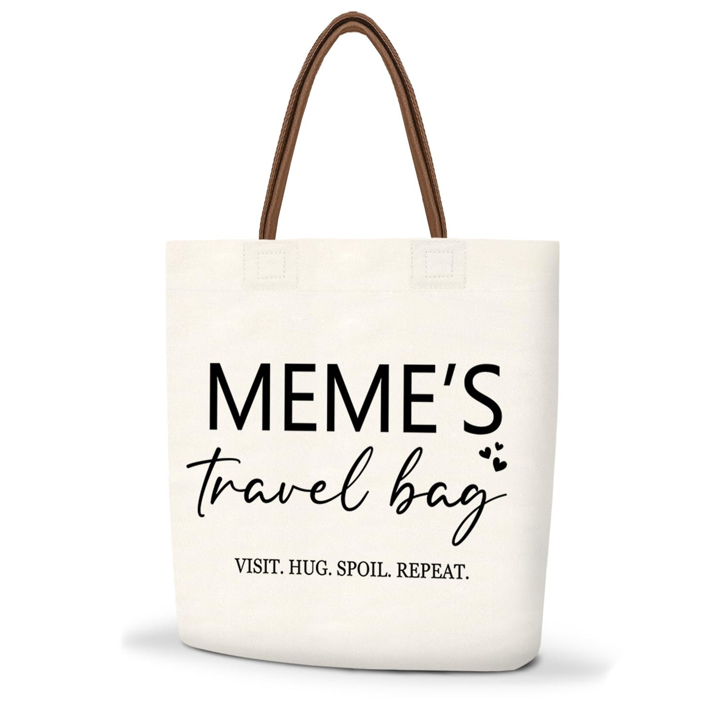 Meme's Travel Bag Canvas Tote Bags For Women, Aesthetic Tote Bag With Leather Handle, Reusable Grocery Bags for Meme Gift, Grandparents Day Mother's Day Birthday Thanksgiving Christmas Gift-16