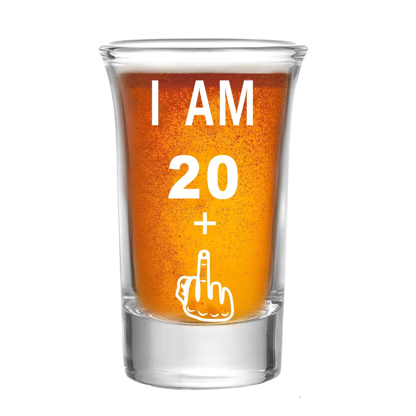 Hlukana 21st Birthday Shot Glass, Middle Finger Funny Gift, Perfect For Him, Her, Men, Women, Sister, Friend - 21st Birthday Decorations (1.5 oz)