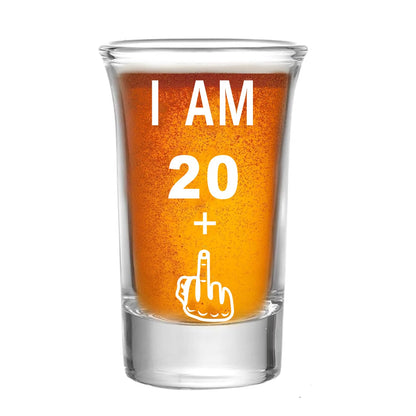 Hlukana 21st Birthday Shot Glass, Middle Finger Funny Gift, Perfect For Him, Her, Men, Women, Sister, Friend - 21st Birthday Decorations (1.5 oz)