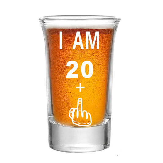 Hlukana 21st Birthday Shot Glass, Middle Finger Funny Gift, Perfect For Him, Her, Men, Women, Sister, Friend - 21st Birthday Decorations (1.5 oz)