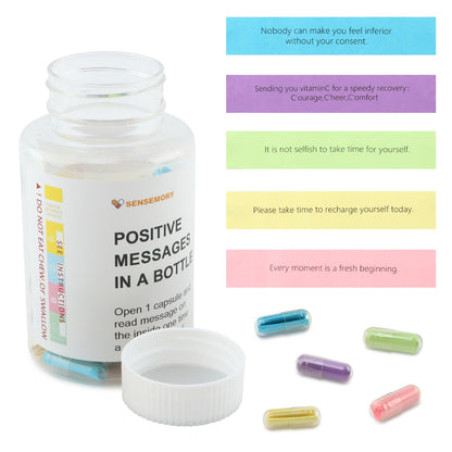 Bibabala 50 Positive Messages in a Bottle,Positive Affirmations Gifts for Women, Stress Relief Gift for Men,Anxiety Relief Desk Accessories, Daily Self Care Kit for Relaxation Meditation