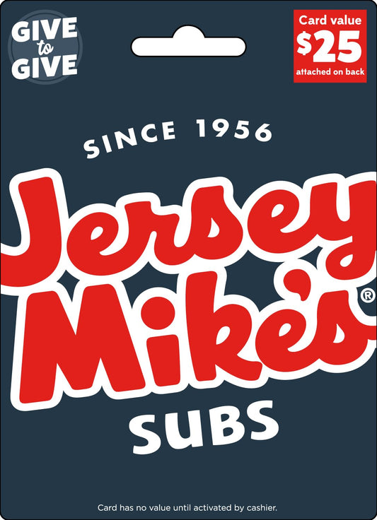 Jersey Mike's Physical Gift Card - $25