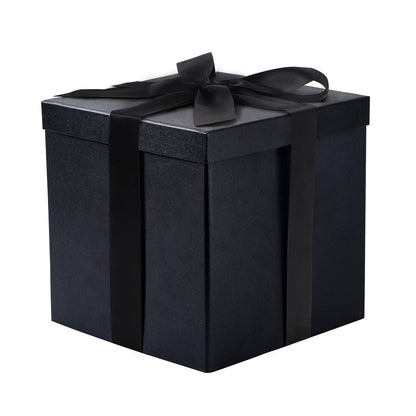 RUSPEPA Black Medium Gift Box with Lids, Ribbon and Tissue Paper, Collapsible Gift Box Perfect for Birthday, Graduation, Father's Day, Wedding and Groomsmen Gifts, 10x10x10 Inches, 1 Pcs