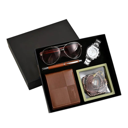 Eid Ramadan Gift Set for Men, 6 Pcs Prayer Gift Box, Prayer Beads, Finger Counter, Wallet, Watch, Sunglasses, Pen