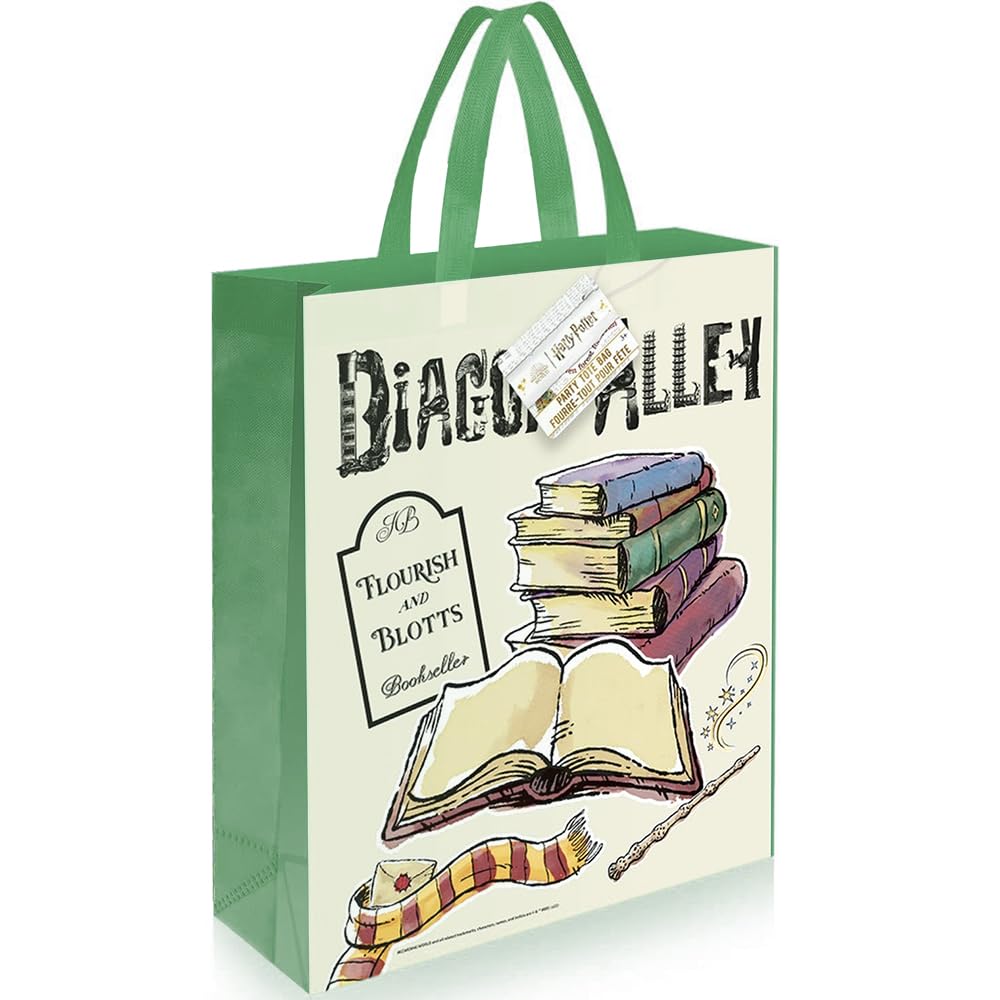 Harry Potter Off-White Tote Bag Party Decor -13" x 11" (1 Pc.) | Perfect for Hogwarts Fans & Magical Gatherings