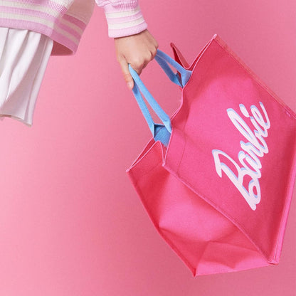 MINISO Barbie Tote Bag, Large Canvas Tote bag for Women, Fashion Shopping Work handbags, Personalized Present for Birthday, Beach, Holiday, Wedding, Birthday Gifts for Mom, Sister, Teacher, Friend