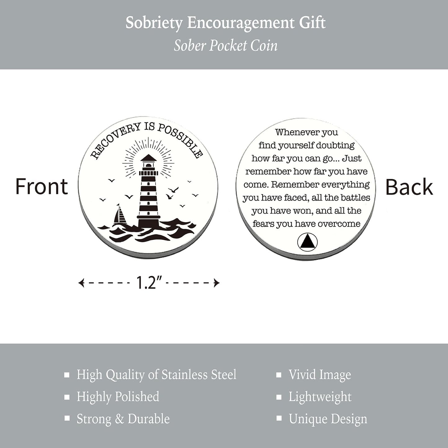 Sobriety Gifts Men, One Step at A Time Gifts Pocket Compass Black, Sobriety Pocket Token, Alcoholics Anonymous Gift, Inspirational Recovery Gift for Men from Addiction, Sober Gifts for Him Husband