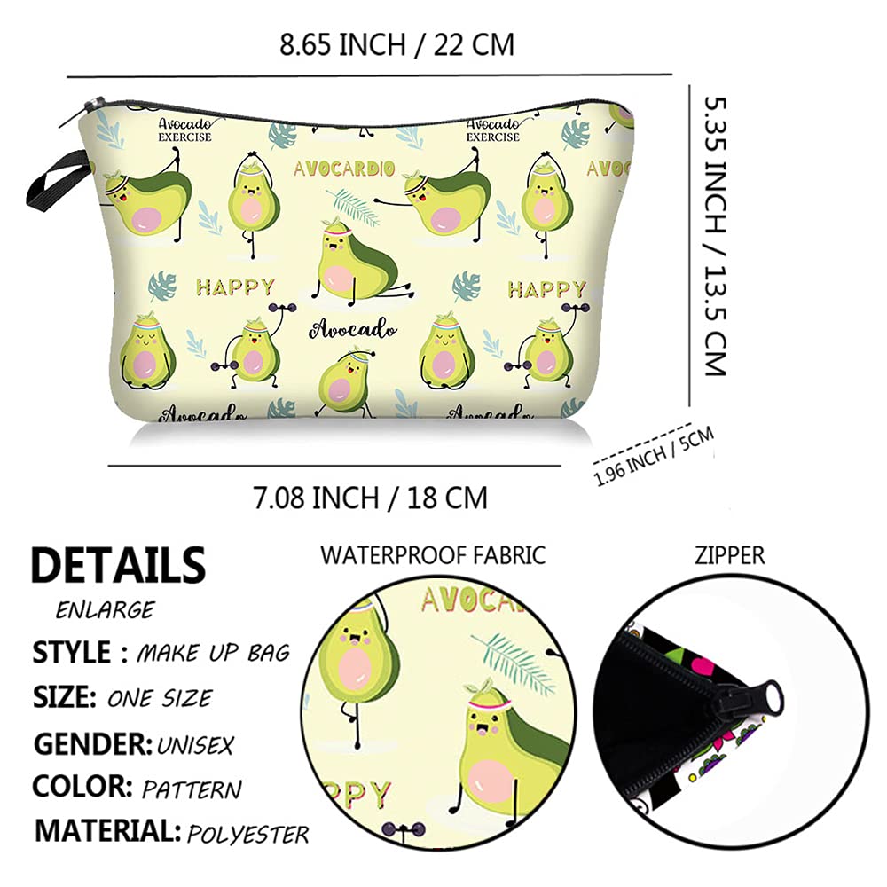 FITINI Makeup Bag Avocado Travel Small Portable Cosmetic Organizer Pouch for Women Girls Zipper Waterproof Clutch Toiletry Storage Purse