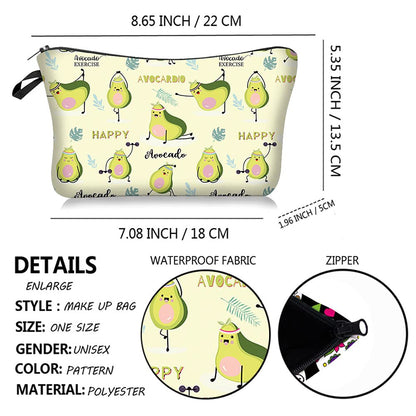 FITINI Makeup Bag Avocado Travel Small Portable Cosmetic Organizer Pouch for Women Girls Zipper Waterproof Clutch Toiletry Storage Purse