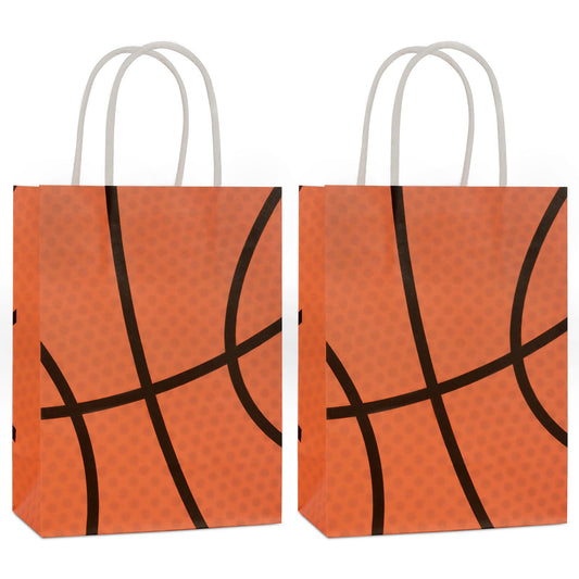Hxezoc 12 Pieces Basketball Gift Bags with Handle, Paper Treat Candy Bag Sport Favor Bags for Basketball Theme Birthday Party Decoration Supplies