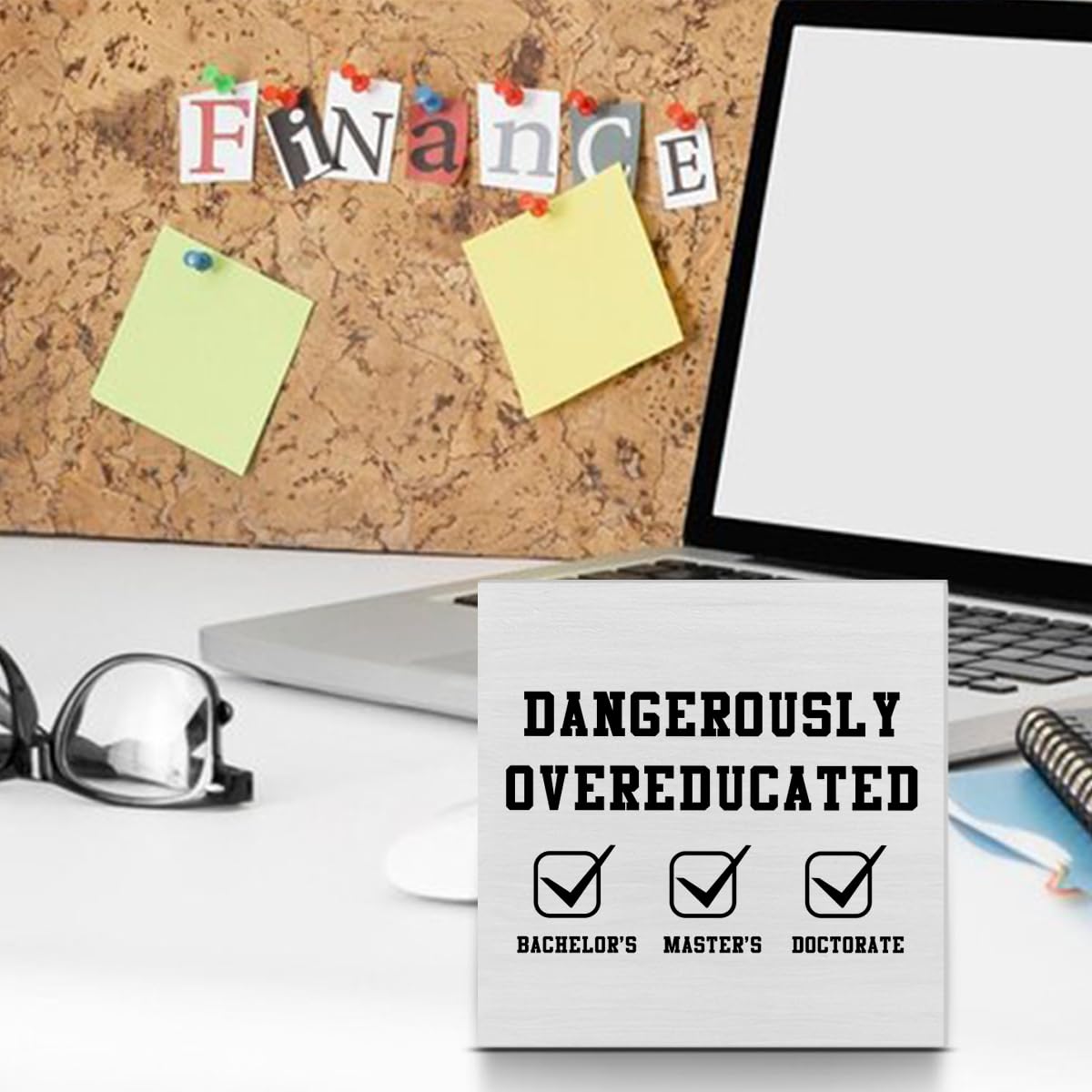 Funny Doctorate Graduation Decorations, Dangerously Overeducated Wooden Block Sign, PhD Graduation Gifts, Doctors Degree Decor for Desk Table Shelf, 5 X 5 Inches