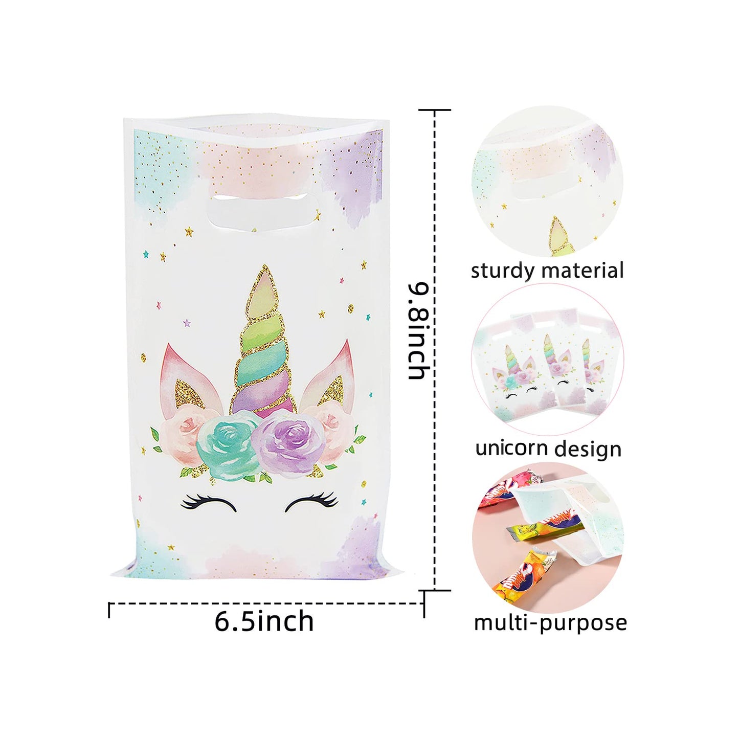 DaiUni 30 PCS Unicorns Goodie Bags Party Favor Bags with Handles for Kids Birthday
