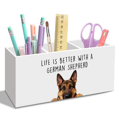German Shepherd Dog Gifts Pen Pencil Holder for Desk, Funny Dog Lovers Gift Office Desk Accessories, Life Is Better with a German Shepherd Toothbrush Pen Holders Organizer for Bathroom Decor