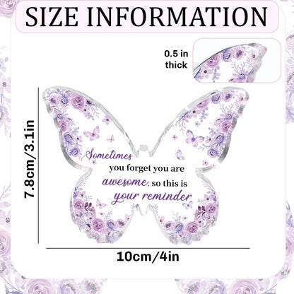 Purple Gifts for Women,Purple Floral Butterfly Acrylic Plaque,‘You Are Awesome’ Inspirational Gift,Encouragement Motivational Congratulations Gifts for Women Friend Coworker,Butterfly Shaped Keepsake