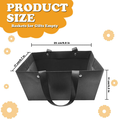 Meecuppa 5 Pcs Black Basket 9.8 x 6.7 x 4.3 In for Gifts Empty DIY Bulk Party Gift Wrap Bags Kit with Handles with 5 Bag 5 Bow Market Tray for Thanksgiving Wedding Bridal Shower Christmas Party