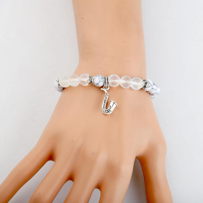 FUSTMW Saxophone Pendant Bracelet Saxophone Lover Gifts Alto Sax Bracelet Musical Instrument Jewelry Graduation Gift Music Student (saxophone br)