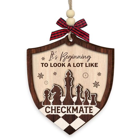 Wooden Chess Ornament for Christmas Tree 2025 - Chess Gifts for Men, Women, Players, Team - Unique Chessboard and Piece Decor Xmas Ornaments - Sport Hobby Gifts for Coworkers, Family, Friends
