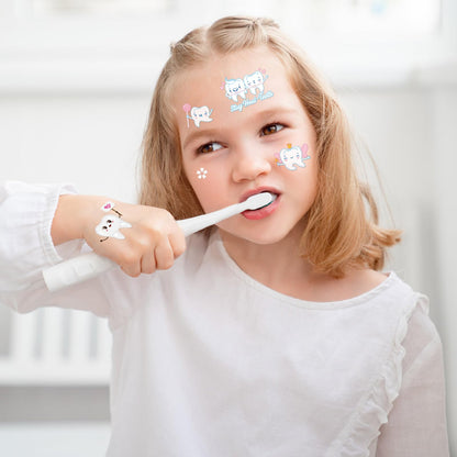 Dental Tooth Temporary Tattoos Stickers - 8 Sheets 280 Pcs Cute Cartoon Teeth Fairy Gifts One's First Teeth Tattoo Sticker for Kids Funny Dentist Party Decorations Hospital Doctor Prizes Rewards